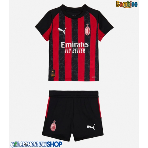 Maglie da calcio AC Milan Prima Maglia Bambino 2025-26 Manica Corta + Pantaloni corti)